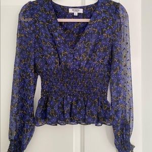 BB Dakota by Steve Madden Blue and Gold Sheer Top